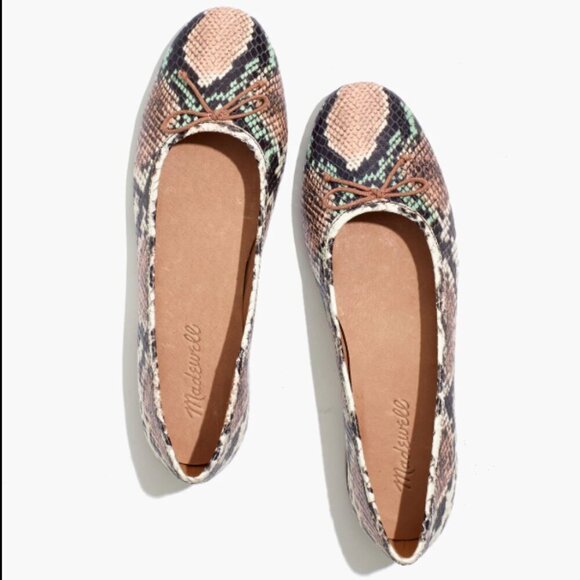 Madewell The Adelle Ballet Flat Slip On Shoes Snake Embossed Leather Size 7.5 - Picture 10 of 10